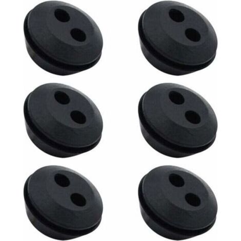 Lot de 6 Bouchons de Tuyau de Carburant - Joint de Réservoir - Caoutchouc - 2 Trous - Passe durite - Accessoires pour Débroussailleuse (1/4)