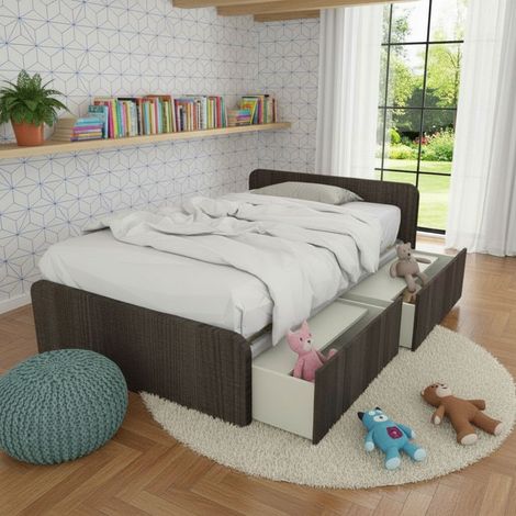 Letto 1 piazza e mezza con cassettoni, personalizzabile e facile montaggio - Olmo jerez scuro
