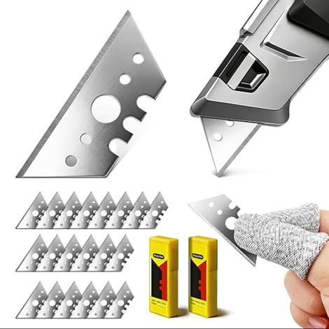 Lame de Cutter Trapezoïdales 52mm Trapeze pour Rechange Art Couteau Découpe Tapis Carton Matériaux Divers Doigtiers Résistants aux Coupures (1/5)