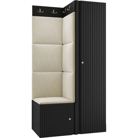 Meuble d'entrée Hartford 390, Polo 872, 186x82x46cm, MDF, Stratifié, Tissu, À poser, Murale