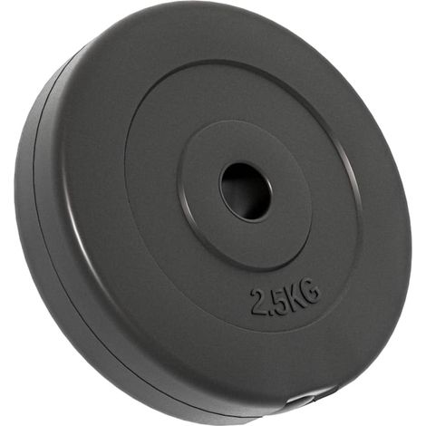 Ensemble de 4 disques de musculation, 4 x 2,5 kg, ciment/plastique résistant, noirs (1/5)