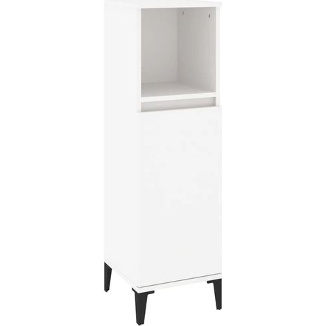Armadio da bagno bianco 30 x 30 x 100 cm mobile portaoggetti pratico design moderno in legno bianco 020048407