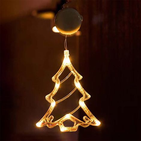 Decorazione per finestre Albero di Natale luminoso Led a ciondolo con ventosa Bianco caldo a batteria Wisdom (1/3)