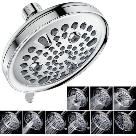BUNTHAUS 9 Modes Ronde Tete de Douche Pluie Haute Pression 13CM, Pommeau de Douche Fixes, Pommeau Douche Pluie Economie, Tête de Douche Anti Calcaire, Pommeau Universelle (1/5)