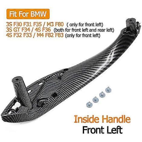 Poignée de porte intérieure en fibre de carbone avec cache pour BMW Série 3 et 4 M3 M4 F30 F34 F36 F32 F33 F80 F82 F83 - Poignées de porte intérieures avant gauche (1/5)