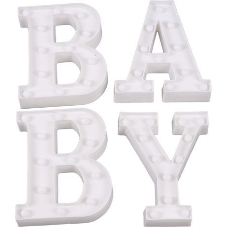 LED string lights "BABY" in PVC, 4 letters, warm white, battery operated (batteries not included) (1/5)