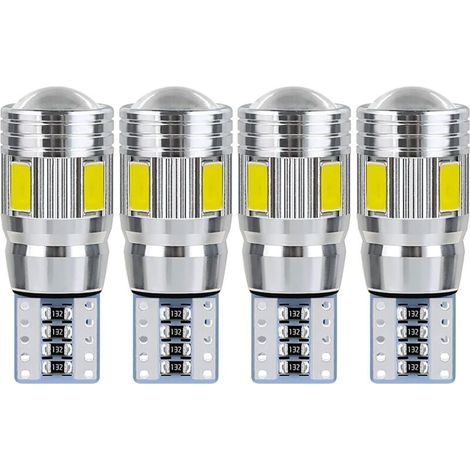 Ampoule T10 W5W led plafonnier voiture led interieur veilleuse led voiture Convient pour les feux de plaque d'immatriculation, les feux latéraux, les feux de position et les plafonniers (4 pièces).