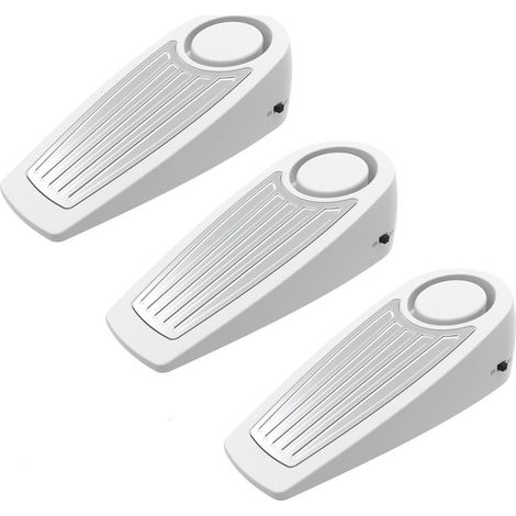 Butée de porte avec alarme pour maisons, chambres et hôtels, 130 dB, facile à installer, butée de sol fiable et portable, pack de 3, blanc. (1/5)