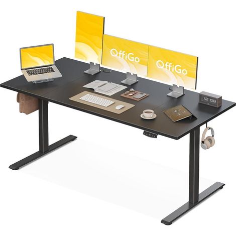 Schreibtisch Höhenverstellbar Elektrisch 180cm 180 x 70 cm Schwarz (1/5)