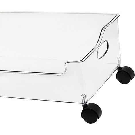 Boîte de rangement à roulettes en plastique transparent sous bureau, avec roues, pour livres, école, dortoir, bureau, chambre (1/5)