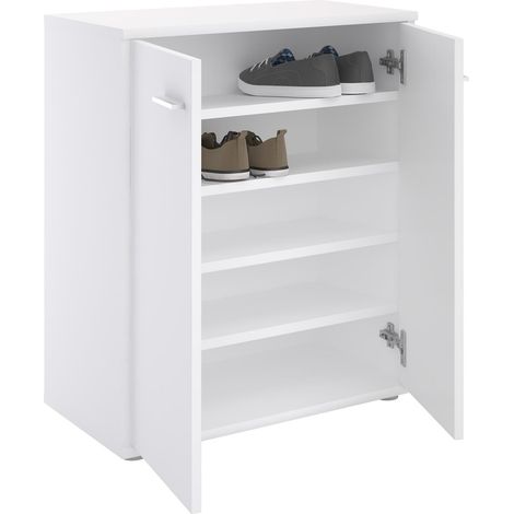 Idimex – Meuble à chaussures blanc mat – 4 étagères réglables – Dimensions 70 x 60 x 35 cm – Surface résistante aux éraflures (1/5)