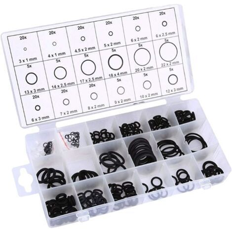 225pcs Joint Torique en Caoutchouc, 18 Tailles Kit Joint Torique Assortiment, Joint d'Étanchéité, Joints Toriques Universel Assortiment, pour la Réparation Robinetterie Automobile (1/5)