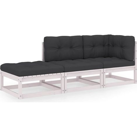 Set Divani da Giardino 3 pz Salotto da Giardino con Cuscini Legno Massello di Pino (1/5)