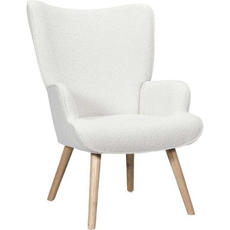 Fauteuil Bouclette "Rhea" 96cm Blanc