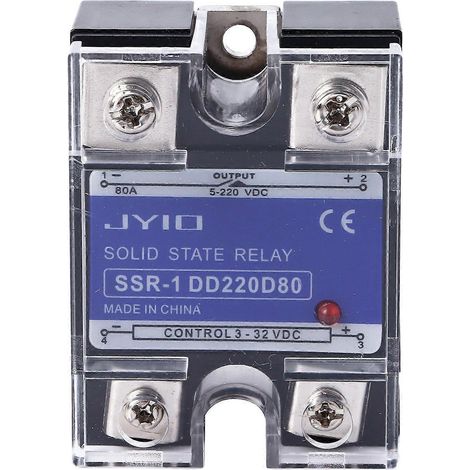 Relais statique monophasé CC/CC, entrée 3–32 V CC, charge 5–220 V CC, relais SSR pour systèmes de commande, 80 A