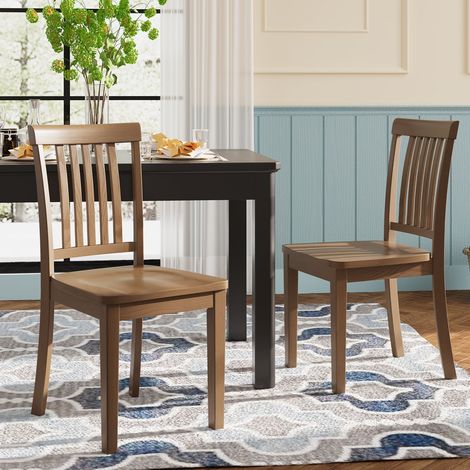 2er-Set moderne Esszimmerstühle – gepolsterte Sitzfläche, Holzbeine, Braun (1/5)