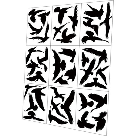 9 autocollants - Autocollants d'avertissement - Noir - Autocollants anti-collision d'oiseaux - Autocollants pour carrelage - Décoration de chambre (1/5)