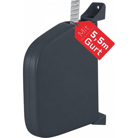 Enrouleur de sangle de volet roulant en saillie avec sangle de 5,5 m - Pliable - Robuste - Pour sangle de volet roulant - 14 mm - Pivotant à 180° - Mini enrouleur de sangle avec espacement des (1/5)