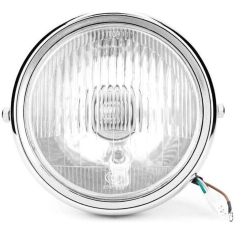 Ej.Life – Phare avant moto 5,75 pouces – Lentille en verre blanc – Coque en métal argent – 35W 12V – Éclairage LED haute performance - GN125 (1/4)