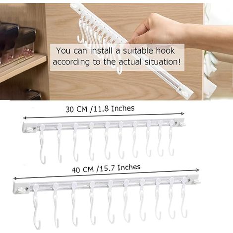 Crochets de tiroir multifonctionnels, crochets de cuisine sans perçage à installer sous les armoires, utilisés pour suspendre les couverts, dans la salle de bain, la chambre, les murs/portes de bureau (1/2)