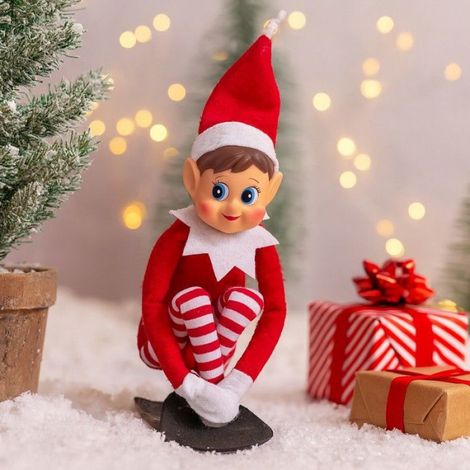 Lutin Farceur - Figurine Décorative Noël - Pour Calendrier de l'Avent - 10 x 5 x 38 cm - Rouge - Unité (1/2)