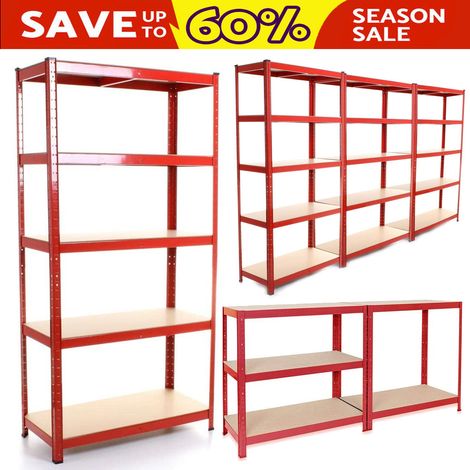 5 Tier Boltless Garage Shelving ,180x 90x 40cm, Metal Shelving Unit Heavy Duty Storage Racking, Steel Boltless Shelves Unit for Kitchen, Black (1/5)
