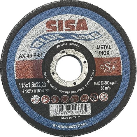 Sisa Mole DISCO ABRASIVO CENTRO DEPRESSO per Inox Ø mm. 115x1,0x22 25.00 pz