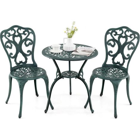 Ensemble de meubles de jardin 3 pièces – Table de bistro avec 2 chaises, résistant aux intempéries, idéal pour balcon, patio et espace extérieur (1/5)