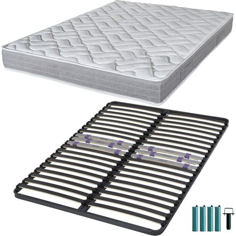 Matelas mousse + Sommier métal C223 140x190 Maryland - Hauteur 20 cm - Soutien ferme (1/5)