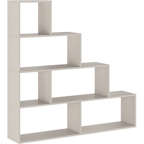 Etagère escalier, meuble étagère avec 6 compartiments coloris beige - Longueur 144,9 x profondeur 27,90 x hauteur 143,30 cm (1/3)
