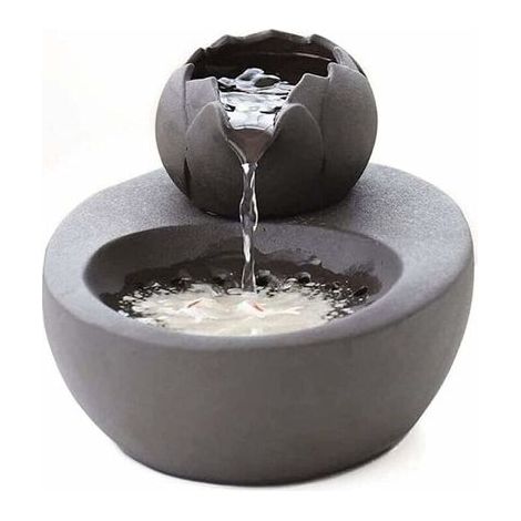 Ikodm – Fontaine à eau céramique 1,3L – Avec lotus vertical et filtre automatique – Pour chats et petits chiens – Design noir élégant (1/5)