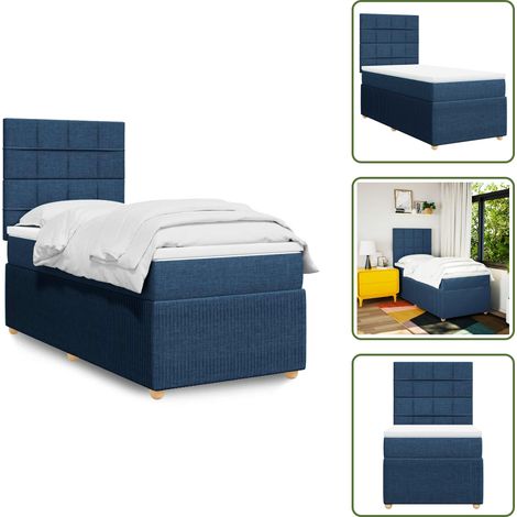 Cama con cabecero - vidaXL Cama box spring con colchón tela azul 80x200 cm - Colchón ensacado