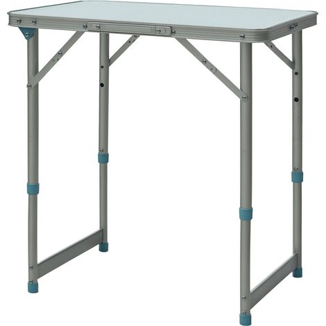Table Pliante Table de Camping Table de Jardin Hauteur réglable Aluminium MDF Blanc (1/5)