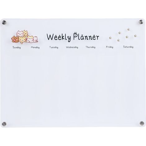 Planificateur hebdomadaire en acrylique, tableau de planification Transparent effaçable magnétique pour réfrigérateur (1/5)