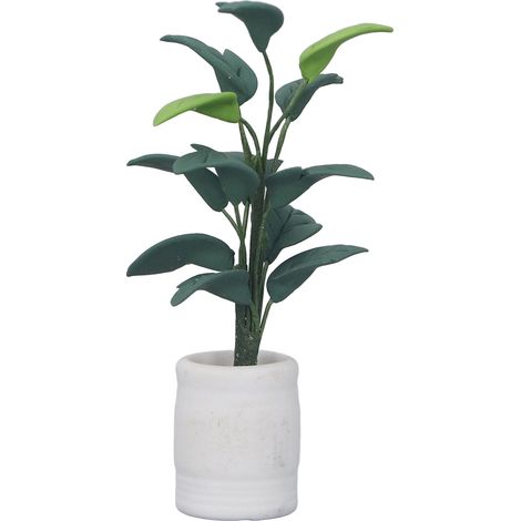 Modèle réduit de plante en pot avec feuilles, échelle 1:12, bonsaï miniature, accessoire de décoration pour maison de poupée. (1/5)