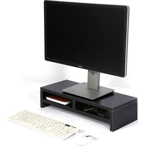 Support écran ordinateur, support moniteur PC noir, support TV LCD, support portable, étagère surélevée pour bureau, plateforme de travail, support double usage (1/3)
