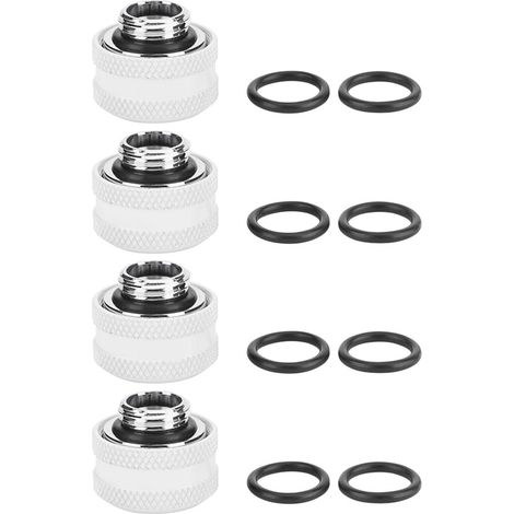 4 pièces de raccord de compression pour refroidissement à eau, tube acrylique rigide 14mm extérieur, blanc (1/5)