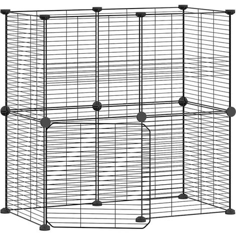 Gabbia per animali con 12 pannelli e porta 35 x 35 cm nera 020041561