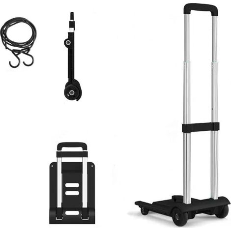 JSSEVN - Portable Folding Hand Trolley, Heavy Duty, for Travel, Shopping, and Luggage, Black32 x 23 x 87.5 cm (1/5)