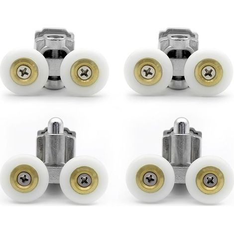 Lot de 4 rouleaux de porte de douche en alliage de zinc solide pour porte de douche - Roues de 23 mm de diamètre pour cabine de douche, salle de douche, porte de douche (1/5)