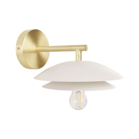 Lampada da parete moderna con base in metallo oro bianco e paralume a cono Lasolo