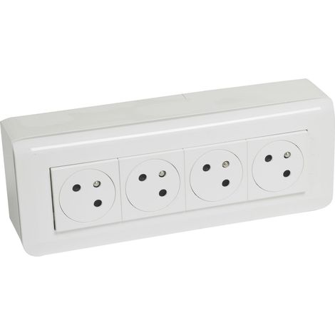 Legrand - 4x2P+T Surface Mosaic Link à 45° précâblée + plaque + cadre saillie - blanc