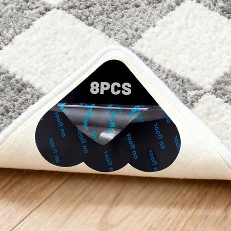 8PCS Rug Grippers, Anti Derapant Tapis Lavable, Anti Glisse Réutilisable pour Revêtements de Sol Stratifiés, Parquets, Carrelages (Forme de Nuage Triangulaire)