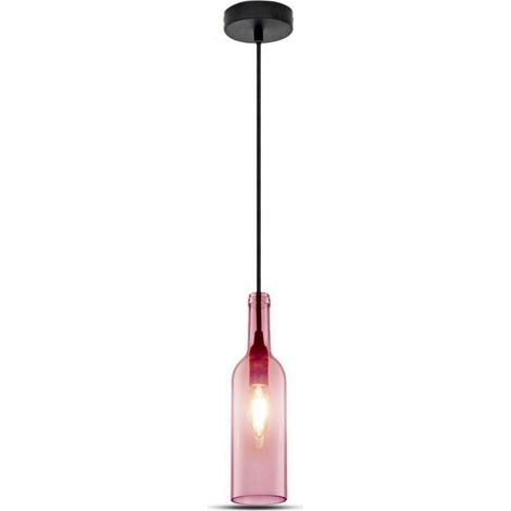 Pendant Light 1MT E14 Bottle Shape Ф72mm - Verre Rose (1/5)