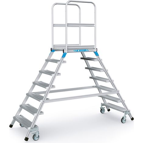 Podesttreppe 2x7 Plattform-H.1680mm Stufen u.Plattfom Alu.geriffelt beids.ZARGES (1/4)