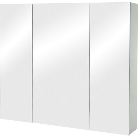 Mueble de baño de pared con espejo 6 estantes acabado brillante 70x80x16 cm contrachapado gris 040010228 (1/5)