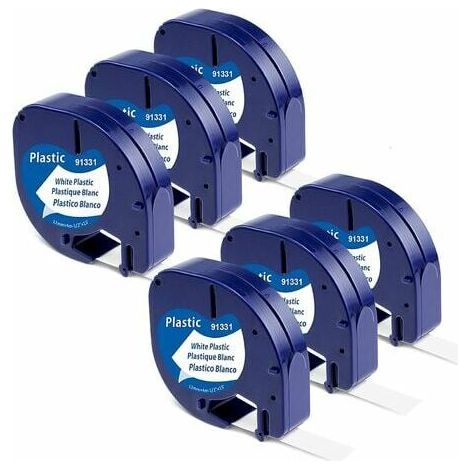 Compatible Label Replacement for DYMO Letratag 91331 Refills (S0721660) LT Plastic Label Tape 1/2" x 13' (12 mm x 4 m) for DYMO LetraTag LT-100T LT-100H LT-110T QX50 Black on white 6 (1/5)
