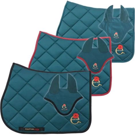 Cob , Verde bordo verde: Englischer Untersattel komplett mit Haube Modell Poppy mit kontrastierendem Rand und Mohn-Logo (1/5)