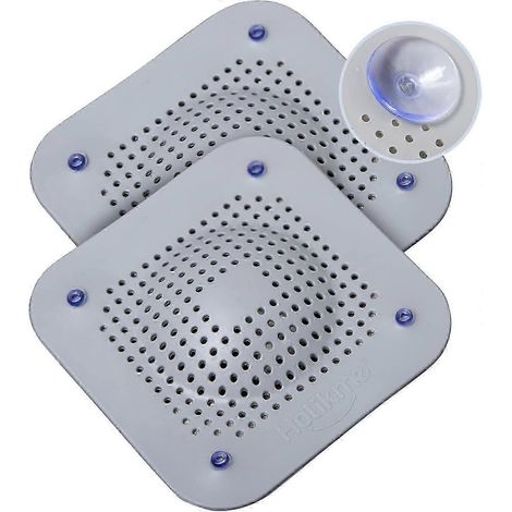 Cache-bonde de douche avec ventouses amovibles et récupérateur de cheveux, lot de 2. Idéal pour baignoire, salle de bain et cuisine. (1/5)