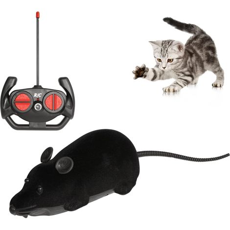 Topolino per gatti telecomandato, giocattolo interattivo per gatti con movimento, topo/ratto elettronico senza fili per animali domestici, ideale per inseguire e fare esercizio (nero) (1/5)
